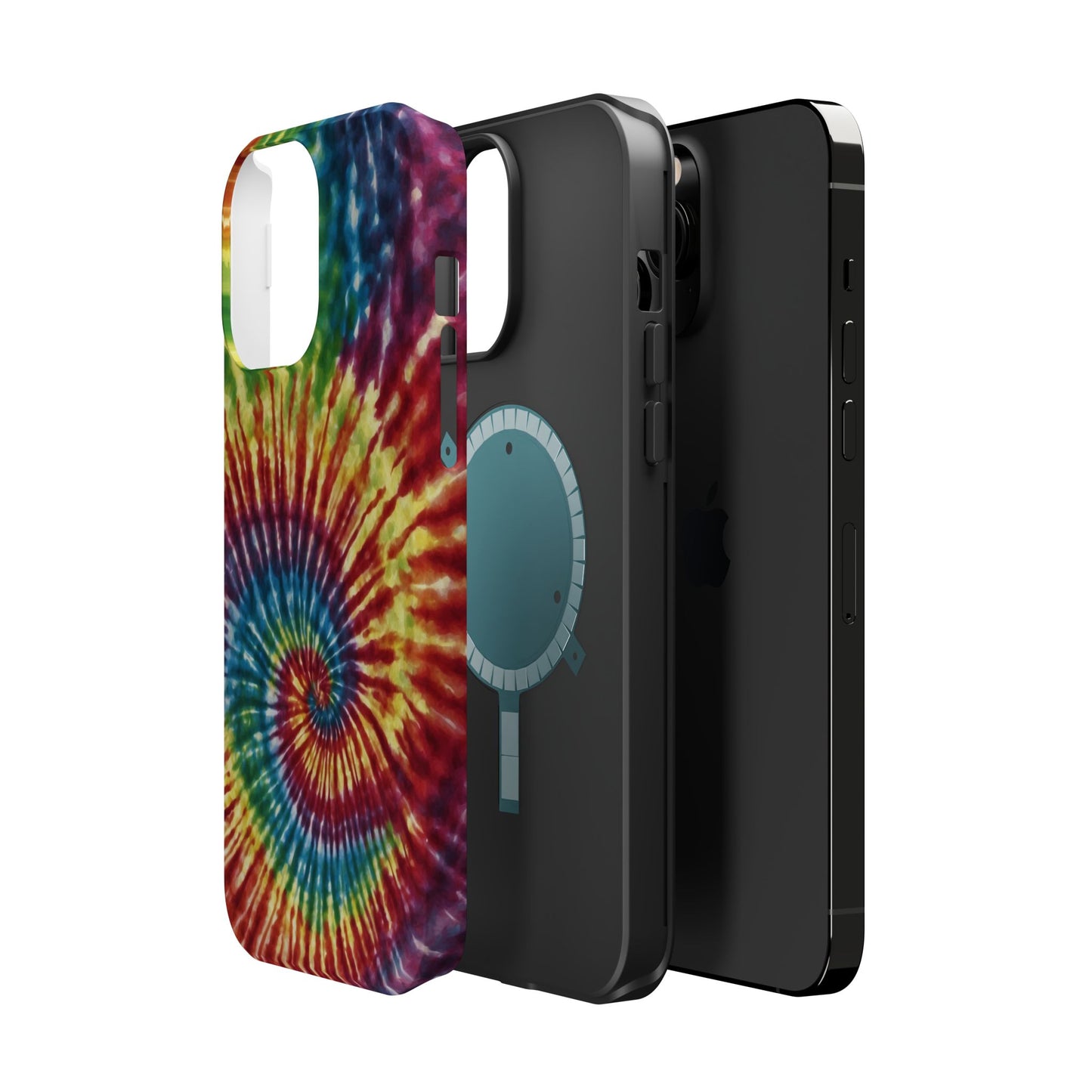 Vibrant Spiral Tie-Dye MagSafe Case – Retro Rainbow Design