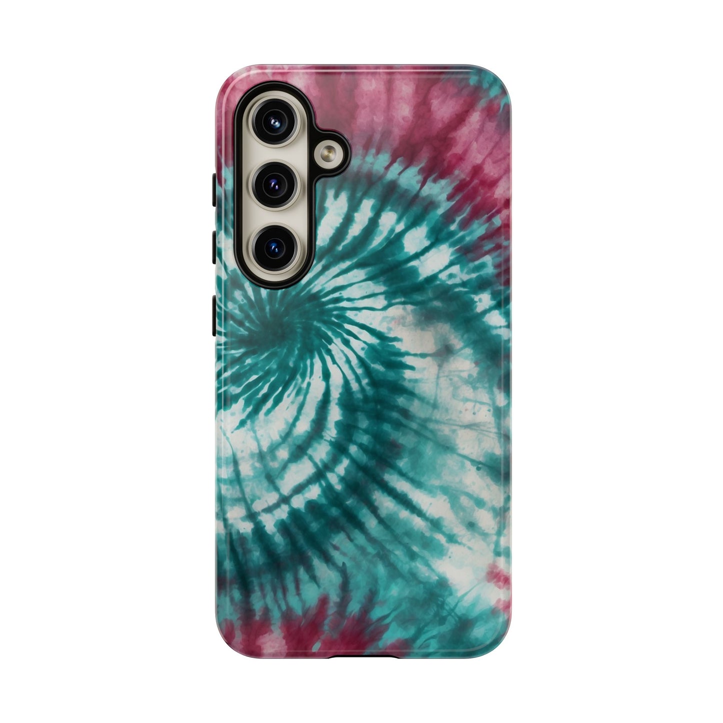 Teal and Pink Spiral Tie-Dye Samsung Galaxy Case – Boho Chic Design