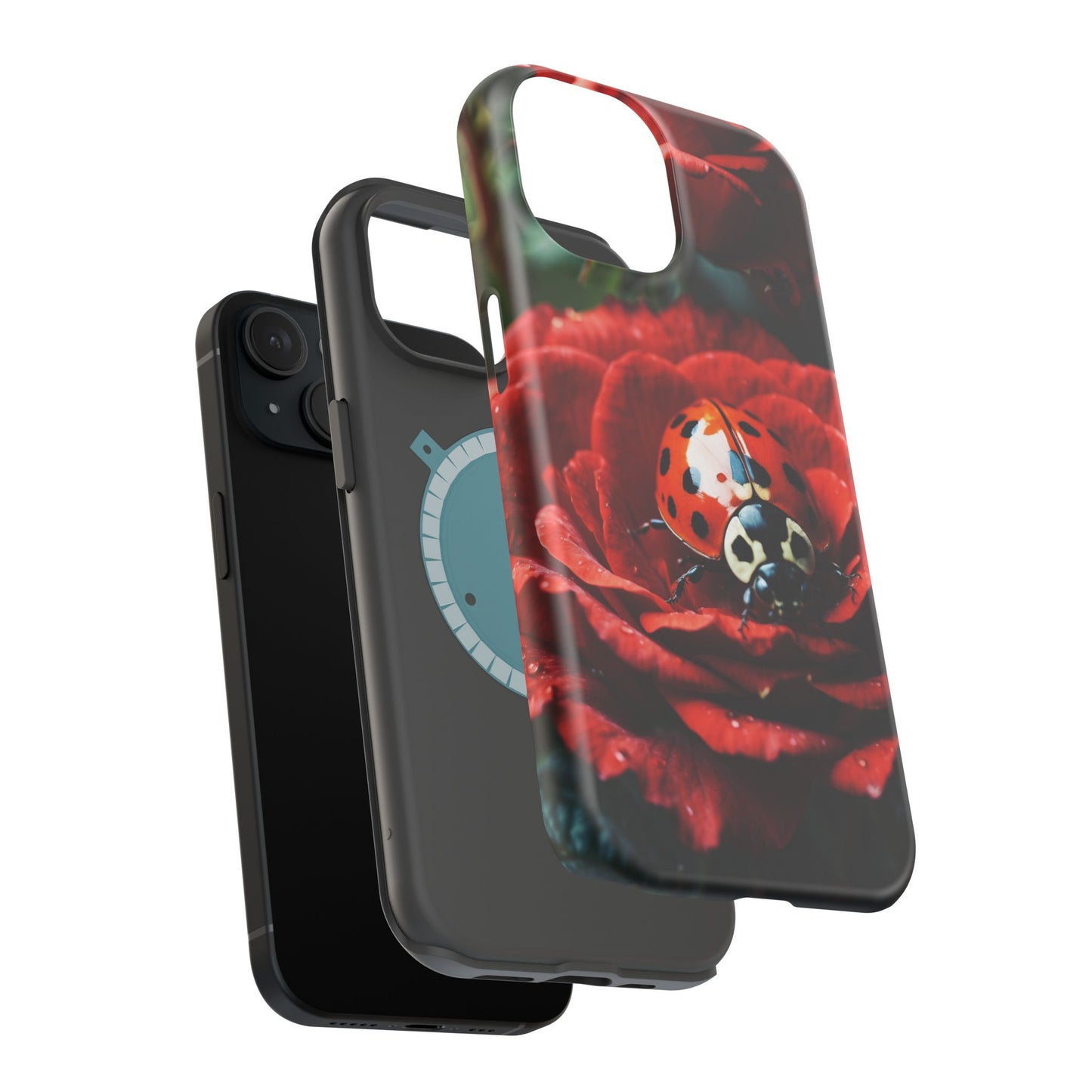 Elegant Rose & Ladybug Charm - MagSafe iPhone Case