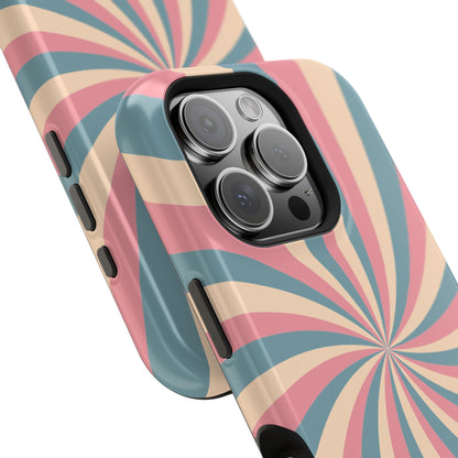 Vintage Pastel Swirl MagSafe iPhone Case – Dual-Layer Protection with 70s-Inspired Design