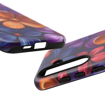 Bold Floral 3D Samsung Galaxy Case – Vivid Purple and Orange Flower Design, Shock - Resistant - BOGO Cases