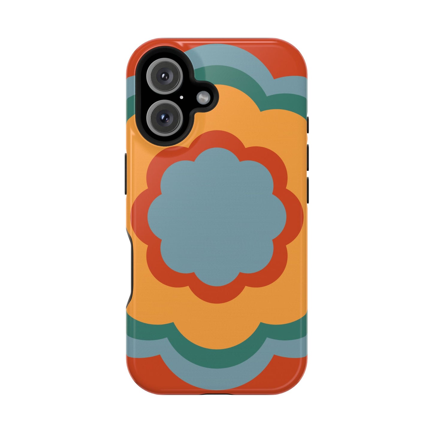 Retro Flower Power MagSafe iPhone Case – Bold 70s-Inspired Design with Dual-Layer Protection