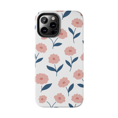 Playful Pink Floral Tough iPhone Case – Soft Pastel Design, Slim & Shockproof