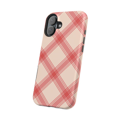 Soft Peachy Red Plaid MagSafe Case