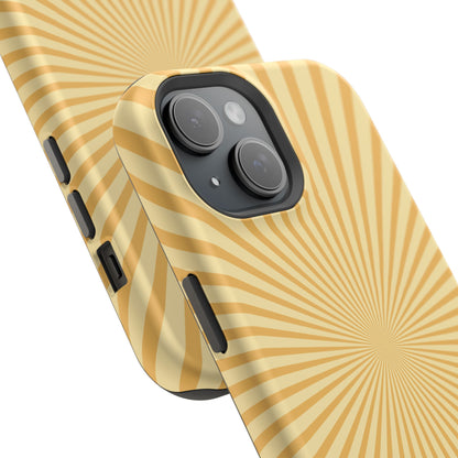 Golden Sunburst MagSafe  iPhone Case – Retro Radiant Design with Dual-Layer Protection