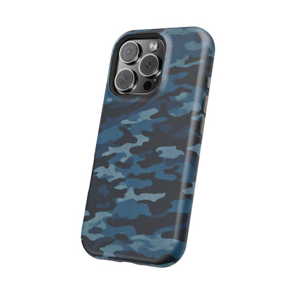 Dark Blue Camouflage – MagSafe iPhone Case with Modern Rugged Style