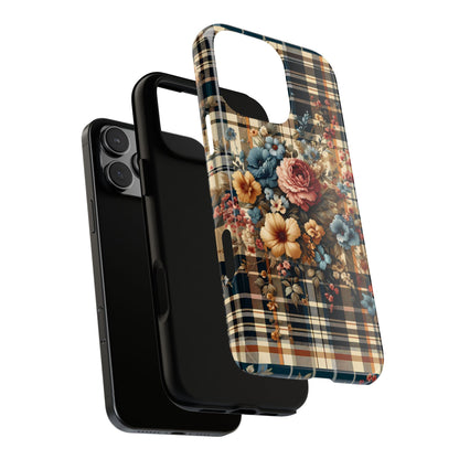 Vintage Floral Checkered Phone Case