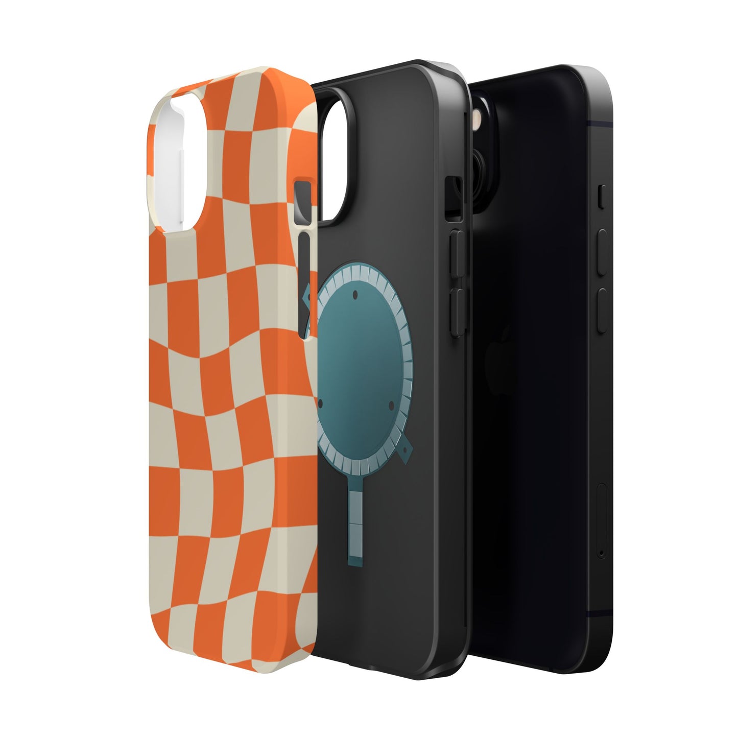 Wavy Retro Checkerboard MagSafe iPhone Case – Shockproof, Matte Finish, Dual-Layer Protection