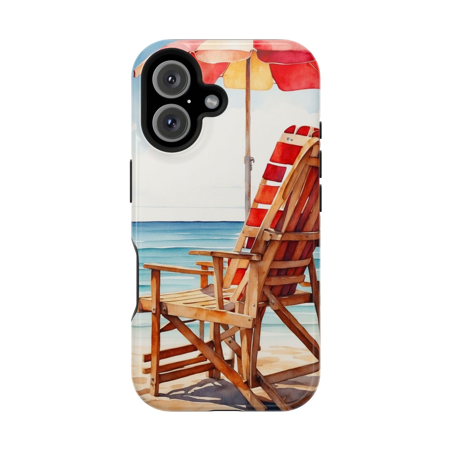 Beach Bliss MagSafe iPhone Series Case – Relaxing Seaside Chair and Umbrella Design