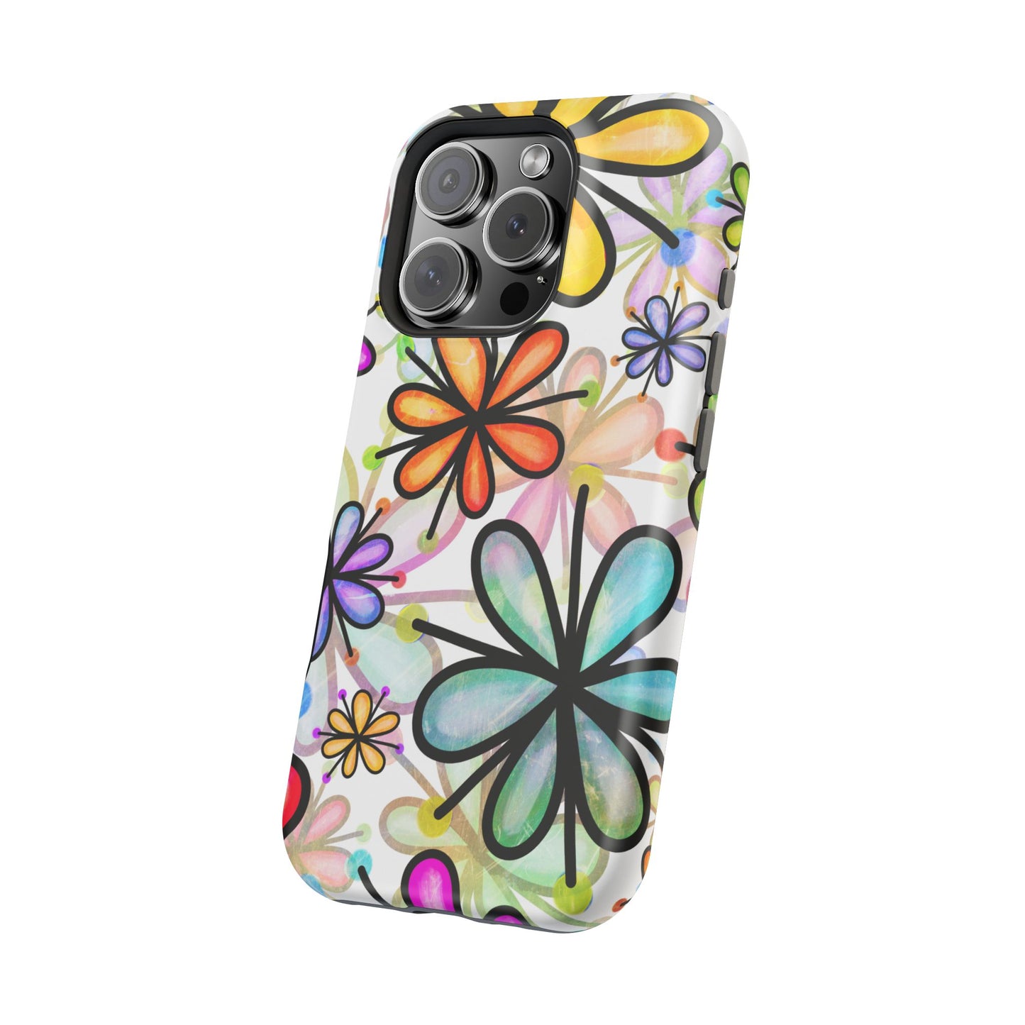 Retro Floral Pop MagSafe iPhone Case – Ultra-Slim Design, High-Gloss Finish