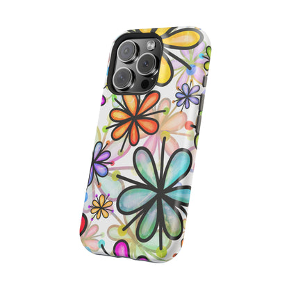 Retro Floral Pop MagSafe iPhone Case – Ultra-Slim Design, High-Gloss Finish