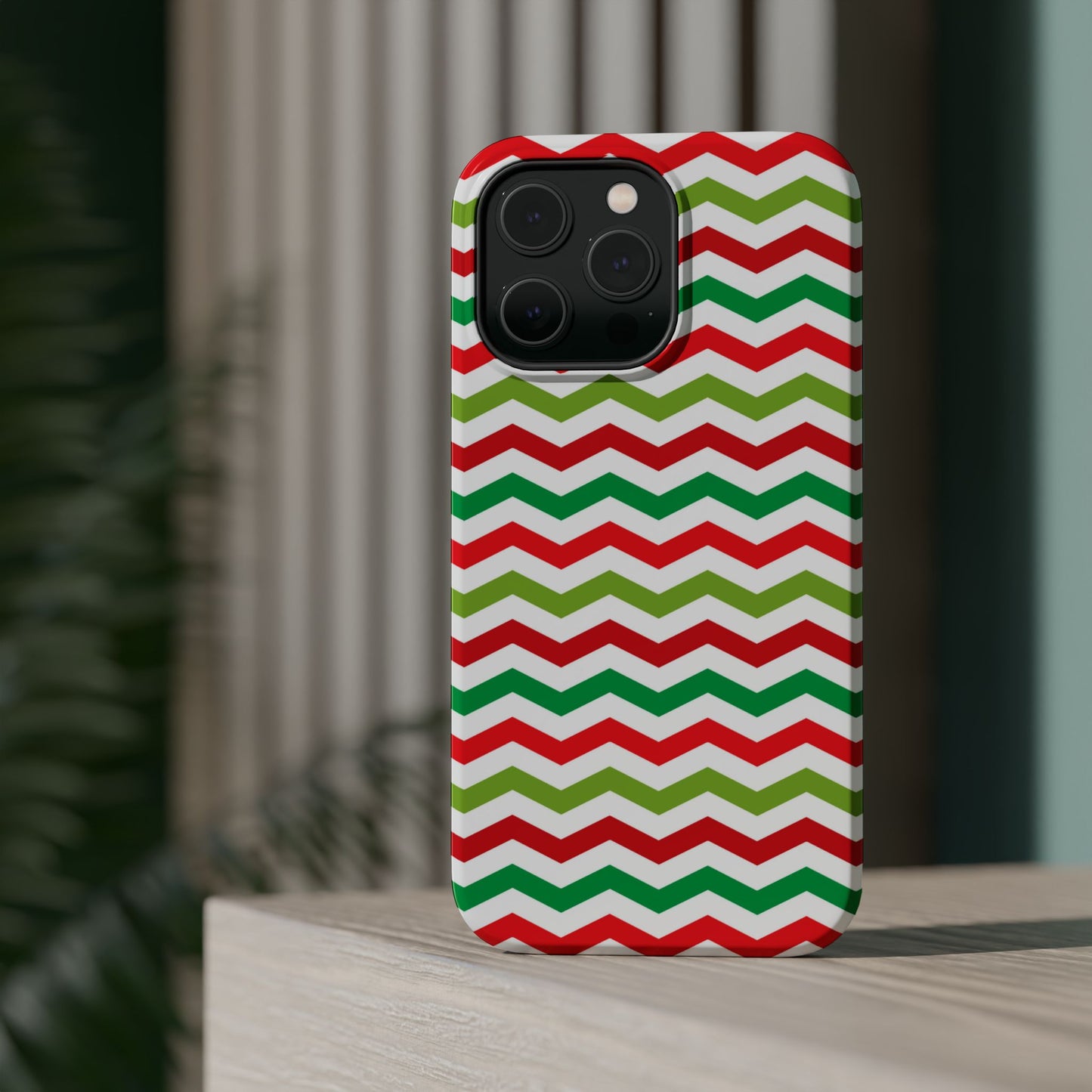 Vibrant Fiesta Chevron – Yellow Green, Green & Red Geometric MagSafe Case