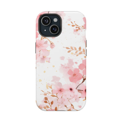 Soft Pink Cherry Blossom MagSafe Case – Floral Elegance with Wireless Charging