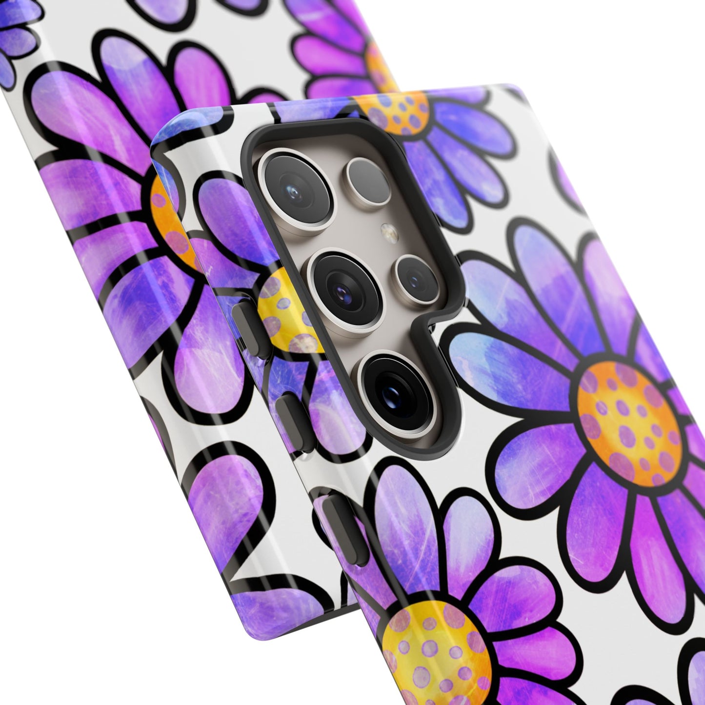 Purple Daisy Delight Samsung Galaxy Case – Slim Profile, Glossy Finish