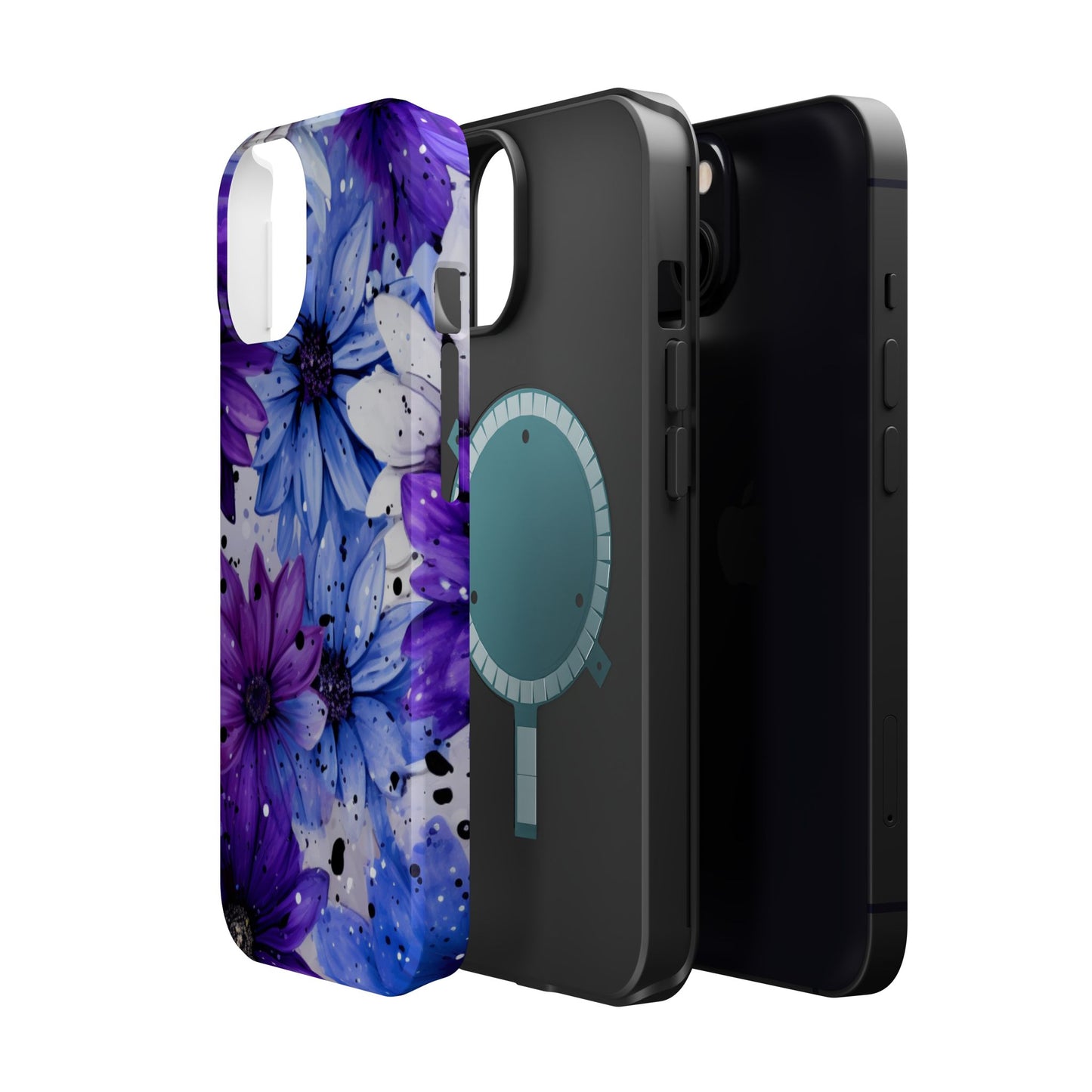 Vibrant Purple & Blue Floral Splash - MagSafe iPhone Series Case