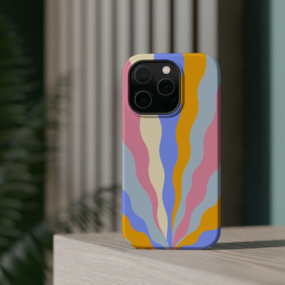 Pastel Radiance MagSafe iPhone Case – 70s-Inspired Dual-Layer Design with Wavy Sunburst Pattern