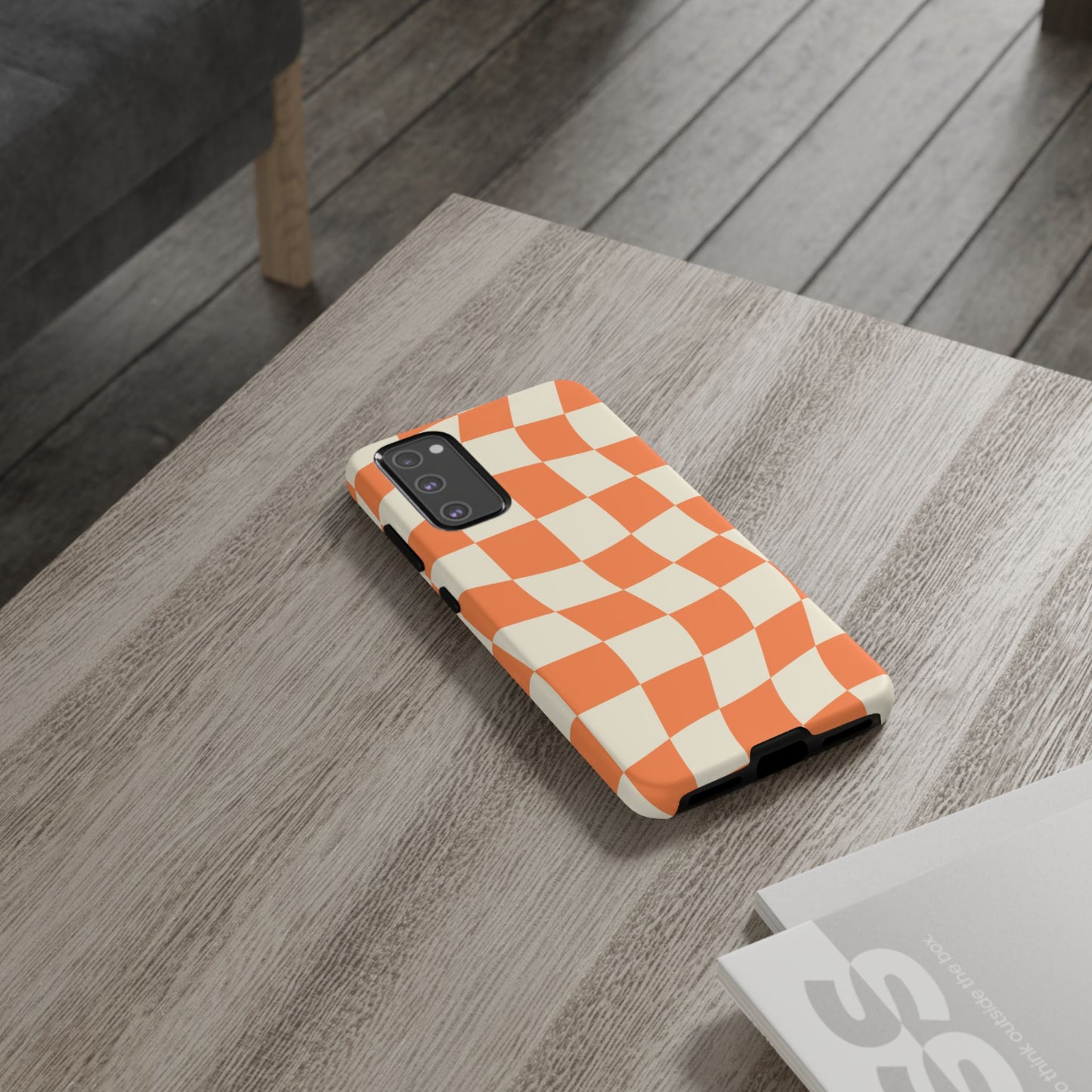 Wavy Retro Checkerboard Samsung Galaxy Case – Shockproof, Matte Finish, Dual-Layer Protection