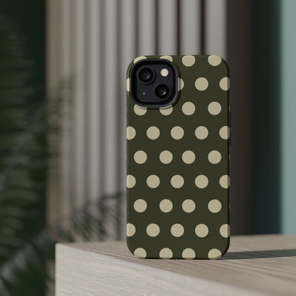 Vintage Green & Cream Polka Dots – MagSafe iPhone Case