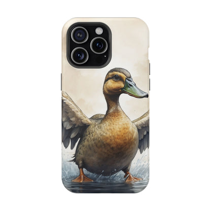 Graceful Duck in Watercolor Scene - MagSafe iPhone Case