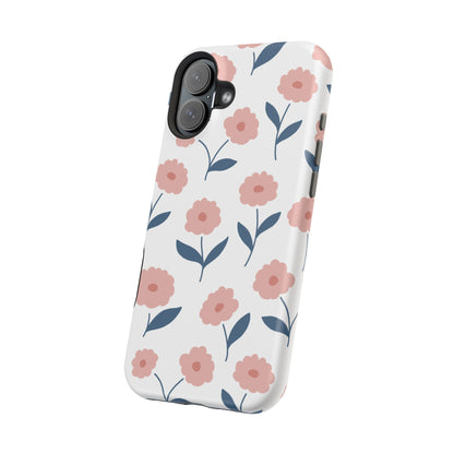 Playful Pink Floral Tough MagSafe  iPhone Case – Soft Pastel Design, Slim & Shockproof