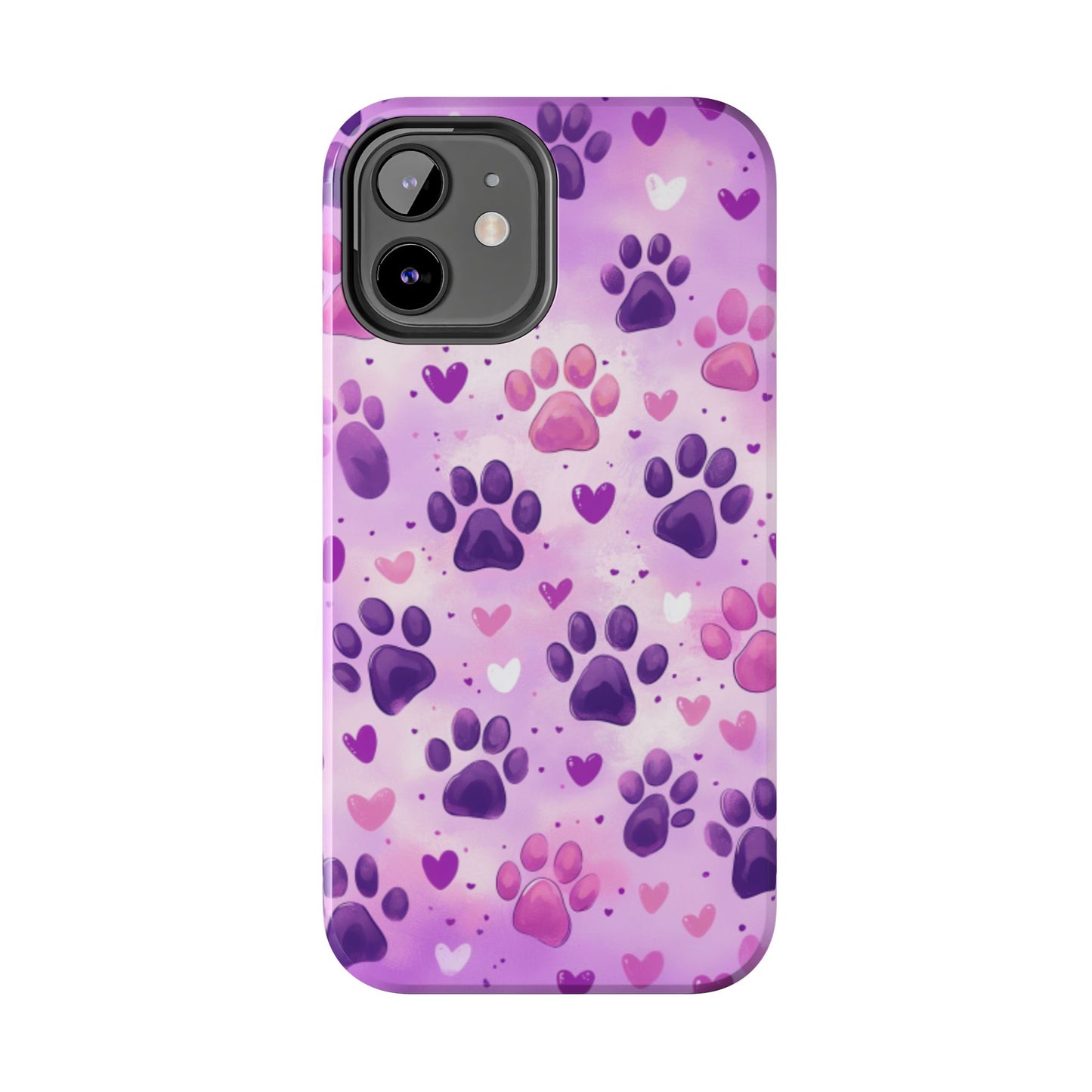 Purple Paw Print iPhone Case - Cute Pet-Themed Protective Cover