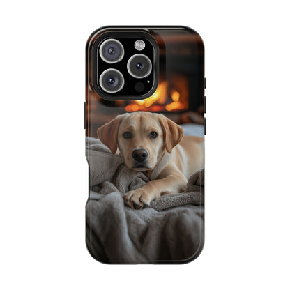 Cozy Golden Retriever by the Fireplace - MagSafe Case