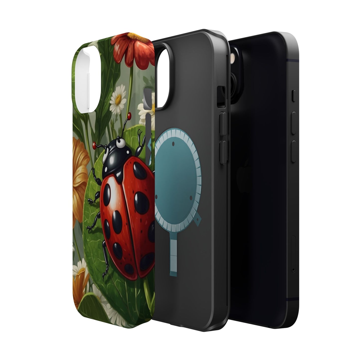 Ladybug Garden MagSafe iPhone Case – Whimsical Floral Design