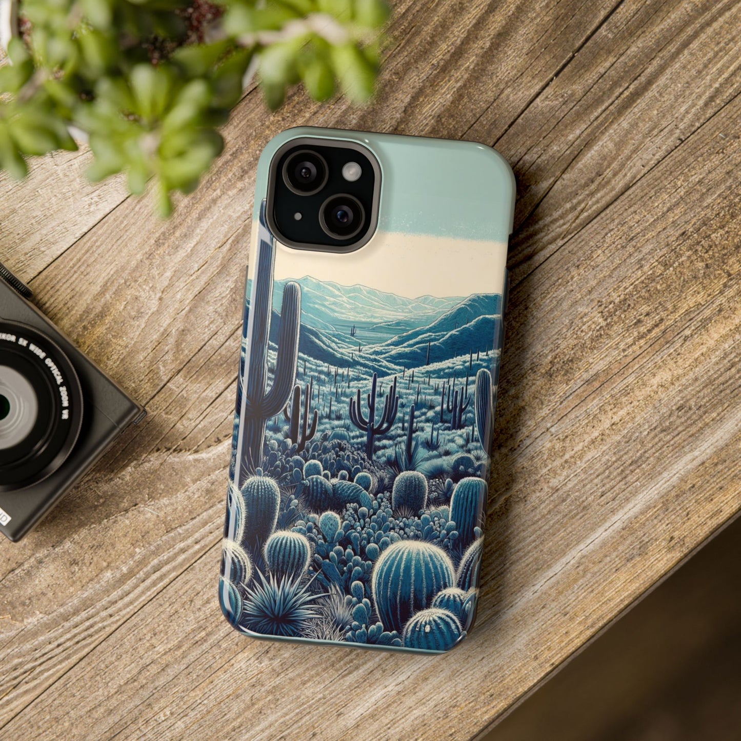 Desert Blues Cactus iPhone Case