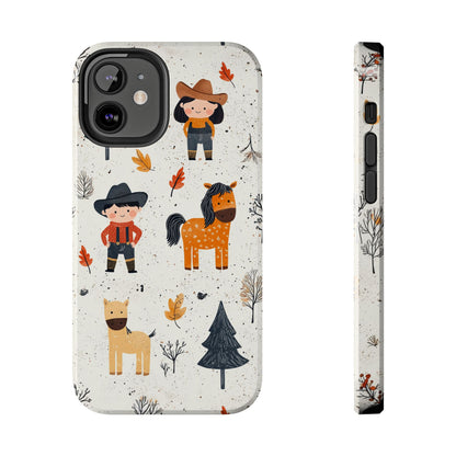 Cowboy Adventures Tough iPhone Case – Cute Western Theme, Dual - Layer Protection - BOGO Cases