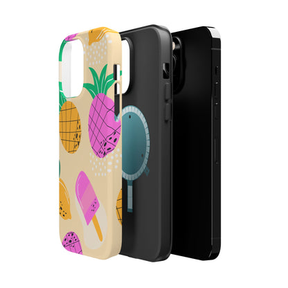 Tropical Pop MagSafe iPhone Case – Fun Pineapple & Lemon Design with Vibrant Summery Colors