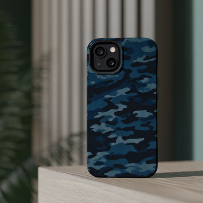 Dark Blue Camouflage – MagSafe iPhone Case with Modern Rugged Style