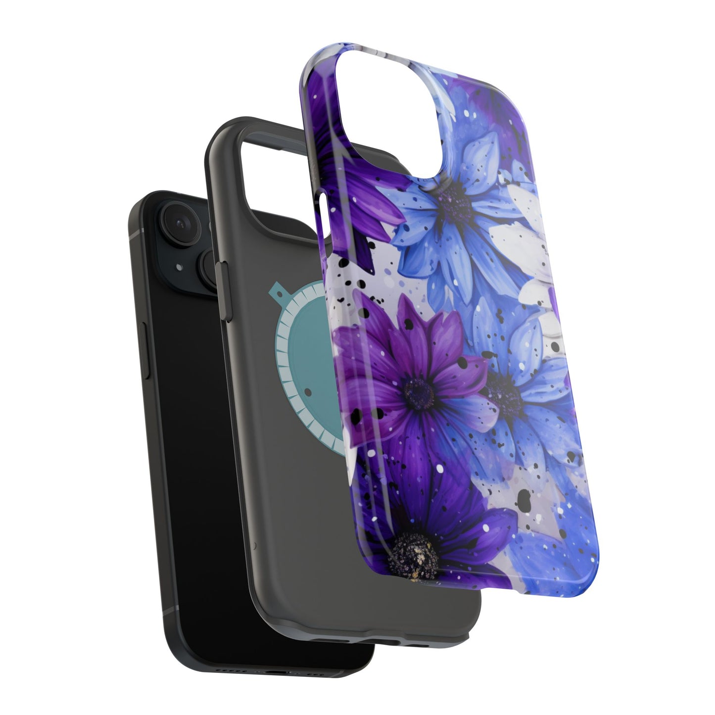 Vibrant Purple & Blue Floral Splash - MagSafe iPhone Series Case