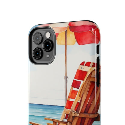 Beach Bliss iPhone Series Case – Relaxing Seaside Chair and Umbrella Design