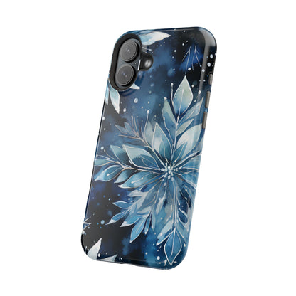 Winter’s Embrace – Blue Snowflake MagSafe iPhone Case