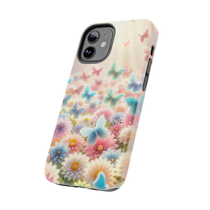 Butterfly Flower Garden - iPhone Case - Pastel Floral Protective Cover