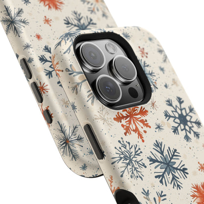 Rustic Orange and Blue Snowflake Pattern – MagSafe iPhone Series Case