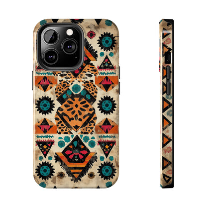 Bohemian Leopard & Tribal Floral Tough iPhone Case – Vibrant Eclectic Design, Dual - Layer Protection - BOGO Cases