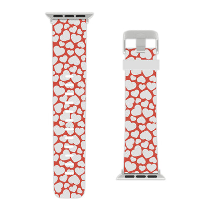 Red & White Heart Pattern Apple Watch Band