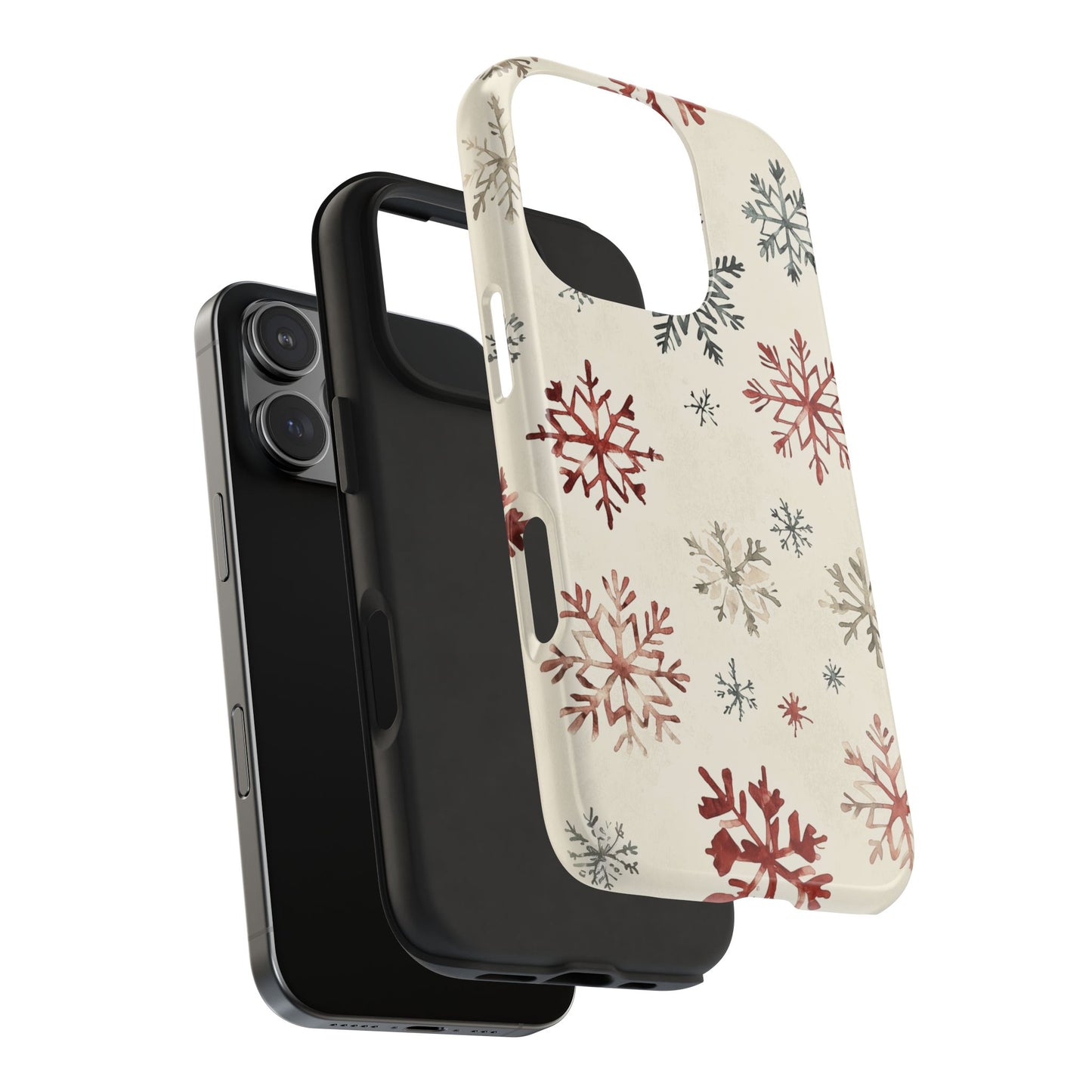 Vintage Red and Gray Snowflake Pattern – iPhone Series Case