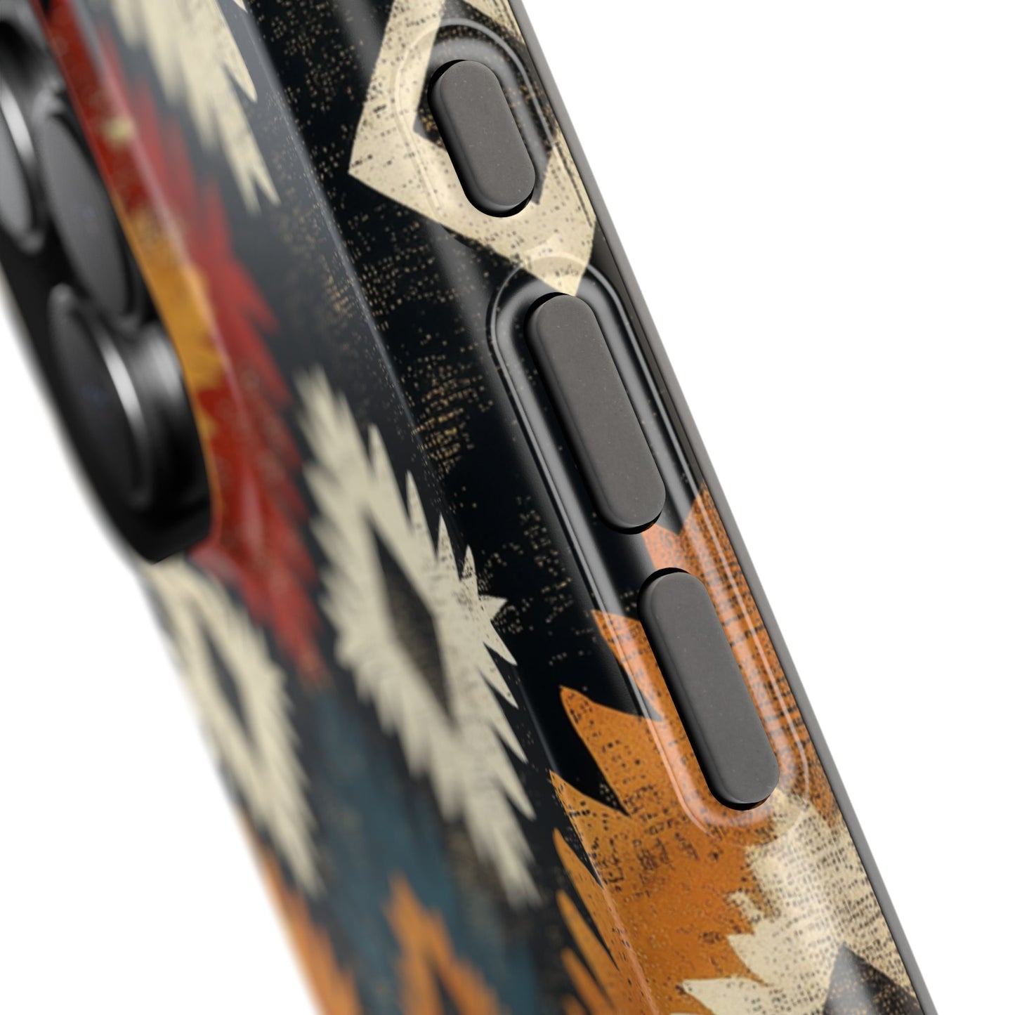 Rustic Tribal Sunburst Tough MagSafe iPhone Case – Vibrant Geometric Design, Dual-Layer Protection