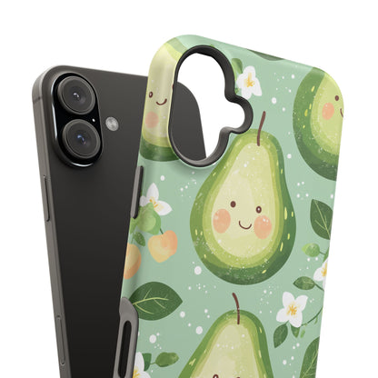 Smiling Avocados Tough MagSafe iPhone Case – Cute Avocado Design, Dual-Layer Protection