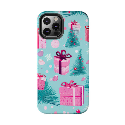 Festive Pink Christmas Gifts and Evergreen iPhone Case – Holiday Theme, Protective Cover