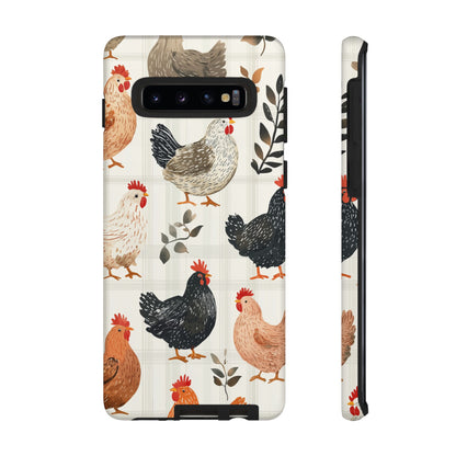 Samsung Galaxy Case: Vintage Chicken & Leaves – Farmhouse Style Case