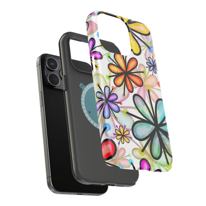 Retro Floral Pop MagSafe iPhone Case – Ultra-Slim Design, High-Gloss Finish