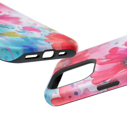 Vibrant Watercolor Red & Pink Floral - MagSafe iPhone Case