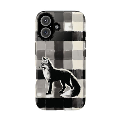 Black White Fox Phone Case - Monochrome Mystique