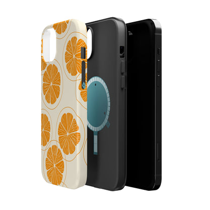 Citrus Burst Pattern Tough MagSafe iPhone Case – Bold Orange Design, Shockproof Protection