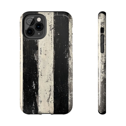 Vintage Vertical Stripe iPhone Case - Black & White Grunge Design - BOGO Cases