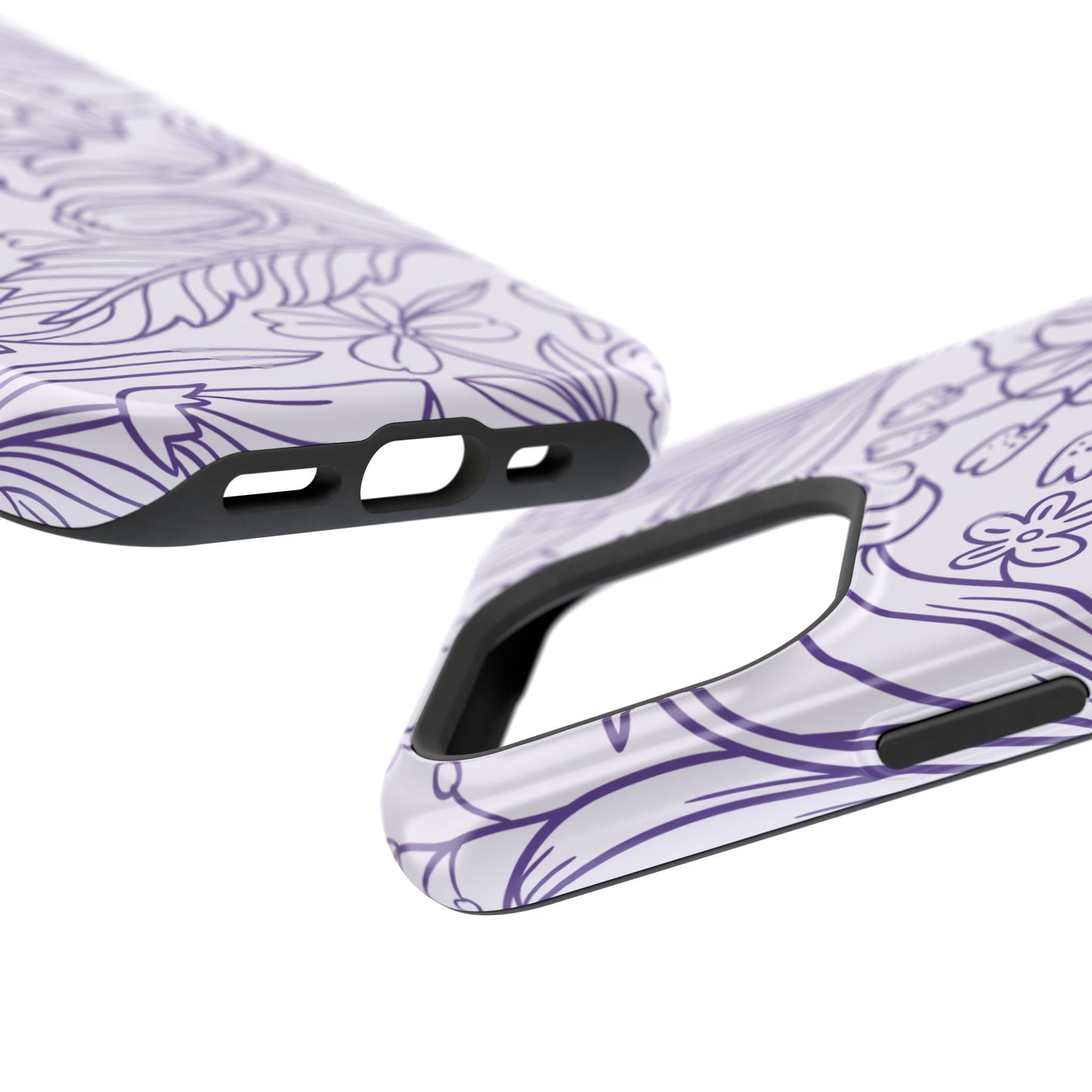 Lavender Floral Line Art Tough MagSafe iPhone Case – Minimalist Botanical Design with Dual-Layer Protection