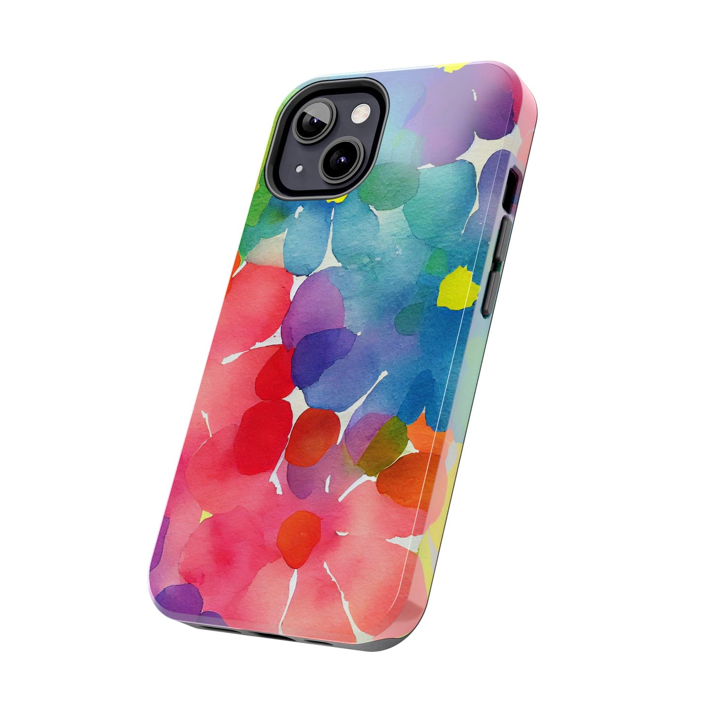 Rainbow Bloom Watercolor iPhone Case – Slim Design, Glossy Finish